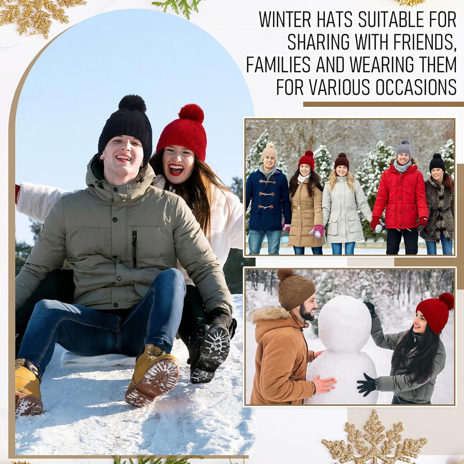 24 Pcs Women Knitted Beanie Winter Pompom Beanie Hat Bulk Fleece Lined Hat Multicolor Ski Skull Cap - Image 6