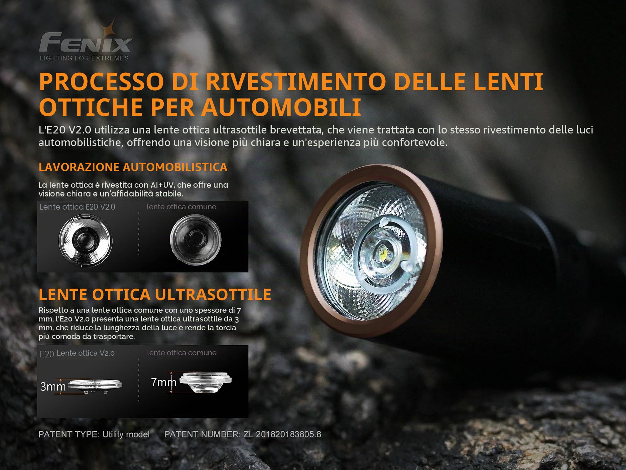 Fenix- Torcia LED E20 V2.0 da 350 lumen con batterie AA