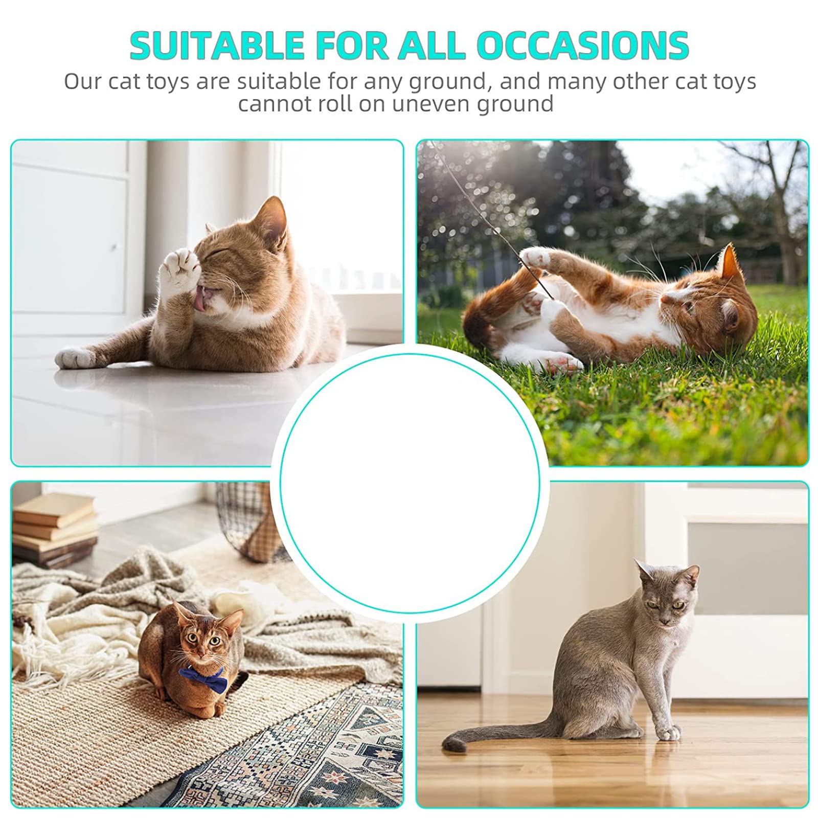 Pack of 10 Cat Toy Balls with Feather Rainbow Cat Balls Toy Interactive Kitten Toy Colourful Balls for Indoor Hunting Kitten Chew Training - Image 4