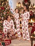 Ekouaer Matching Family Sets Christmas Pajamas Set Christmas Tree Print – Pink – Crew neck top with chest pocket