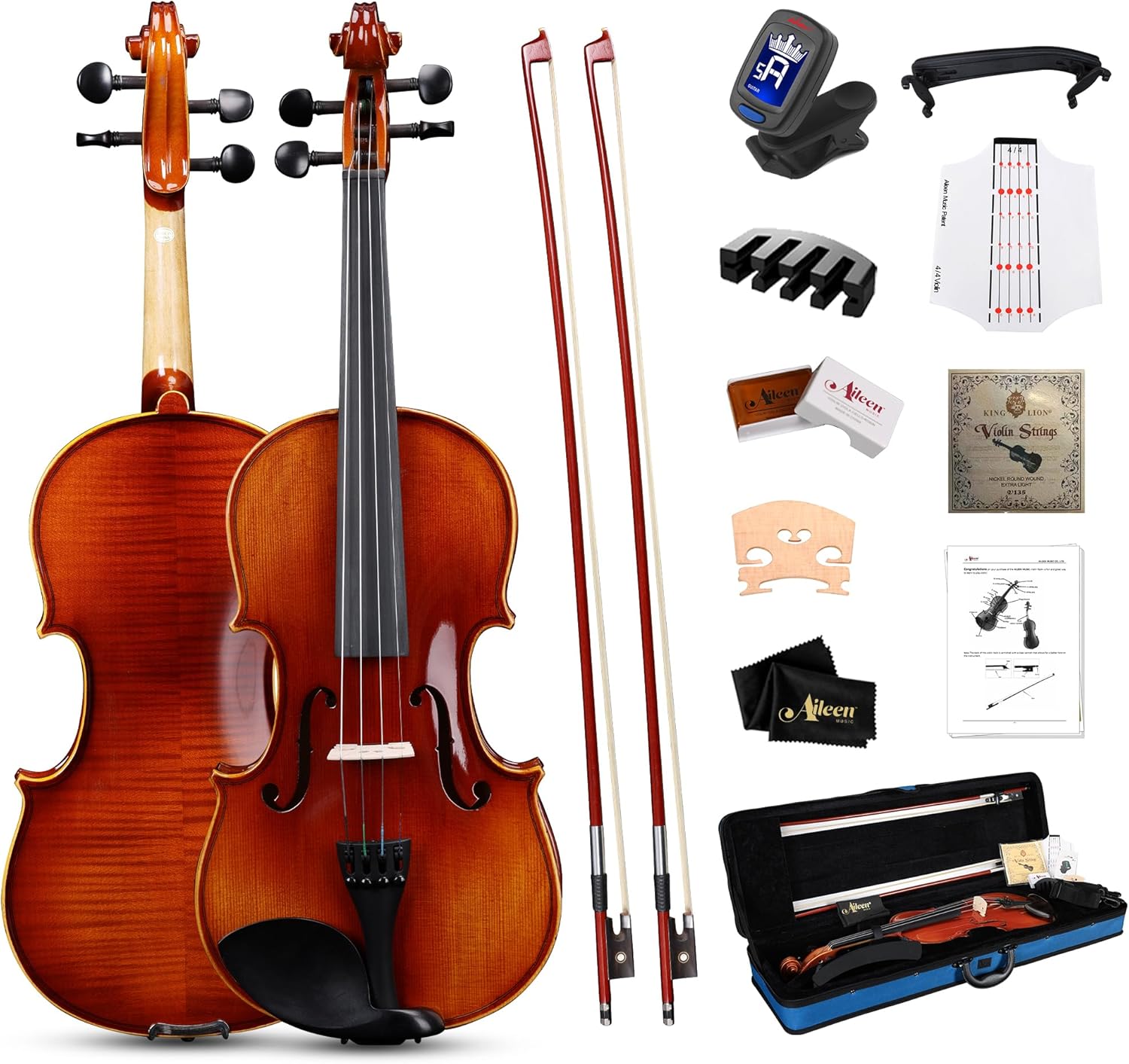 うるう/Aileen 4/4 バイオリンセット、フルサイズ フィドル 並行輸入品