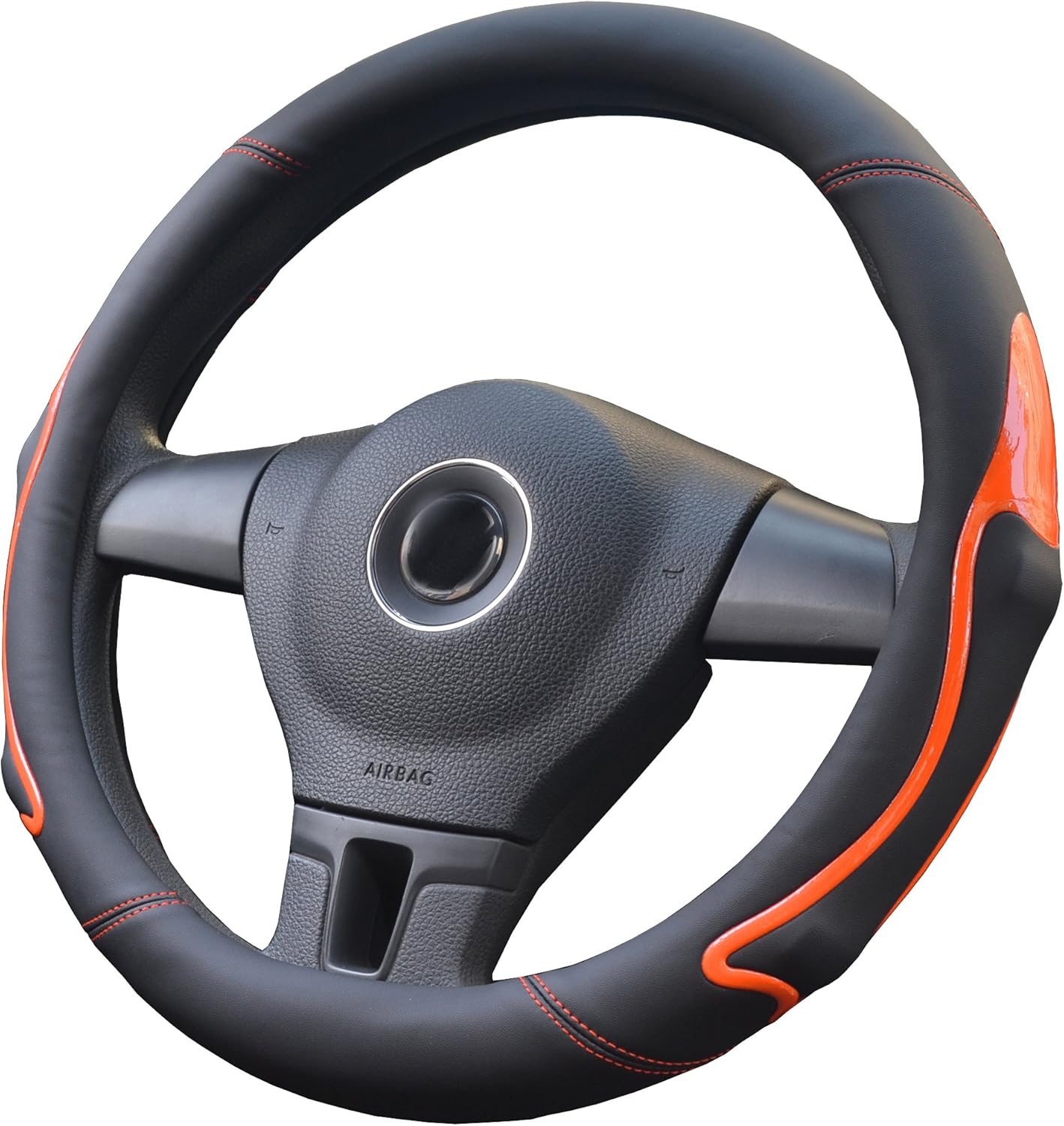 Amazon Ontto ハンドルカバー ステアイングカバー フィット Sサイズ 触感いい 握りやすい 滑り止め 通気性いい 四季汎用 オシャレ マイクロファイバー 革 オレンジ 車 バイク 車 バイク