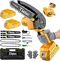 Vista 1 de Mini motosierra inalámbrica, motosierra eléctrica portátil de 6 pulgadas con 2 baterías, 2 cadenas, motosierra de mano pequeña a batería
