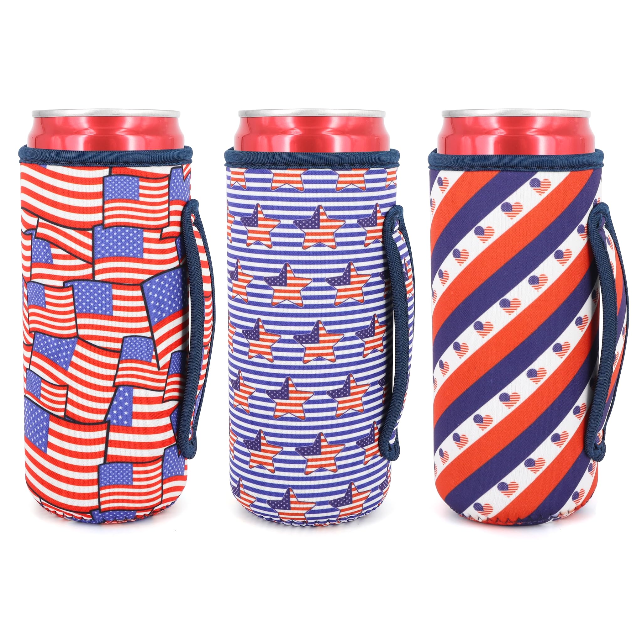 Lot de 3 manchons réutilisables en néoprène isolant avec poignée pour canettes Tallboy