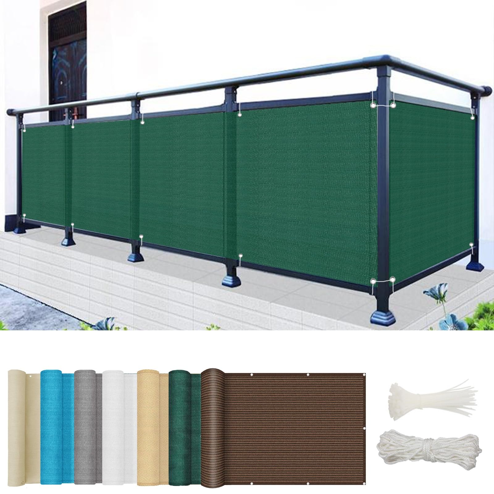 Telo Frangivista Balcone 110 x 200 cm Frangivista Recinzione, Protezione della Privacy Schermo Protezione della Privacy Frangivento,Anti-UV per Balcone Giardino, Verde Scuro