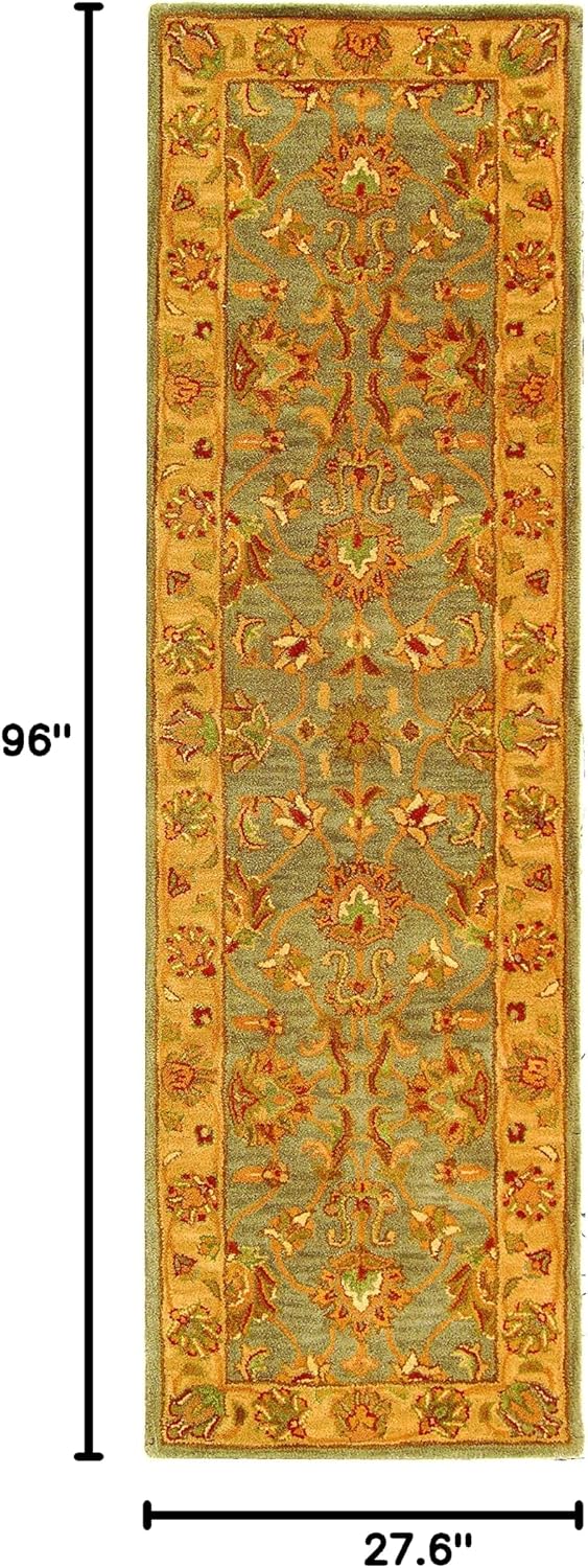 SAFAVIEH Heritage Collection Runner Rug - 2'3" x 8', Blue & Beige, Handmade Traditional Oriental Wool, Ideal for High Traffic Areas in Living Room, Bedroom (HG343B)