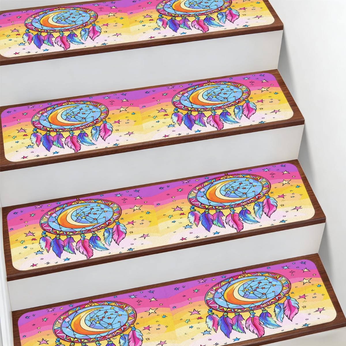 Alfombra para peldaños de escalera de diseño atrapasueños para interiores seguros