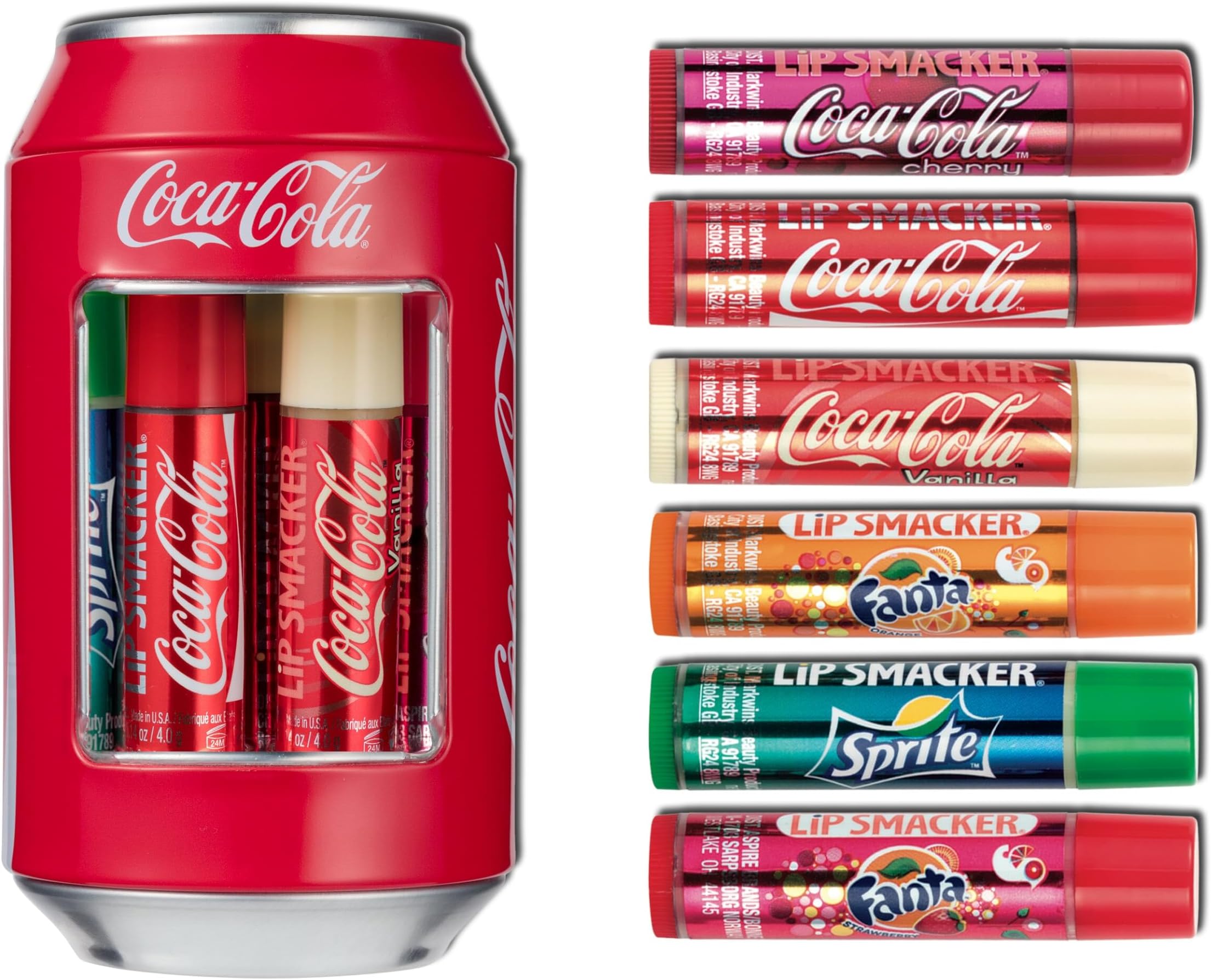 Lip Smacker - Coca-Cola Can Collection - Set of Lip Balms for Kids in Different Flavours - Sweet Gift in a Collectible Classic Coca-Cola Can - Gift Pack of 6