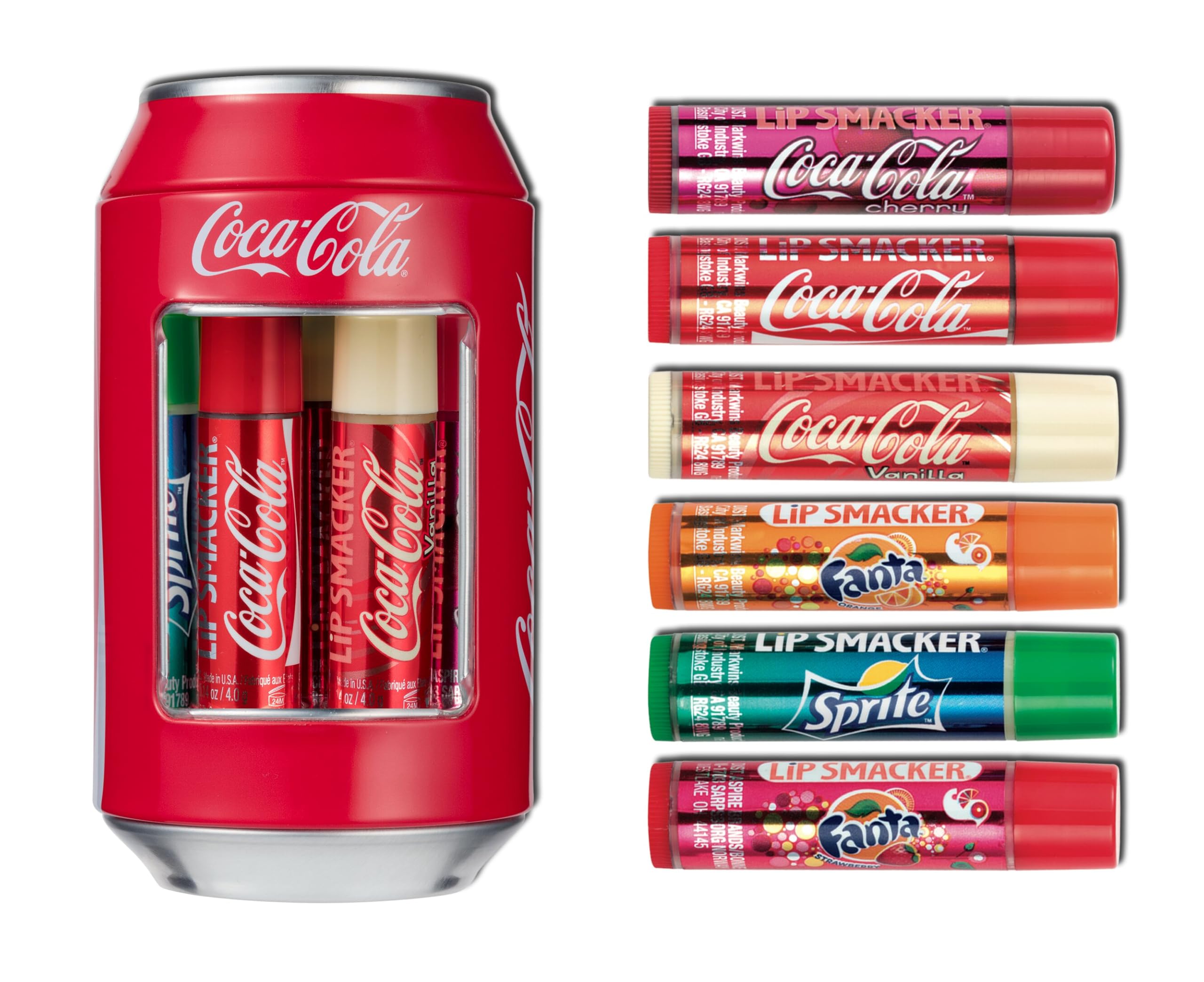 Lip Smacker - Coca-Cola Can Collection - Set of Lip Balms for Kids in Different Flavours - Sweet Gift in a Collectible Classic Coca-Cola Can - Gift Pack of 6
