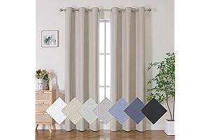 Aiyufneg Blackout Curtains Taupe 84" Long | Room Darkening Linen Look Curtains
