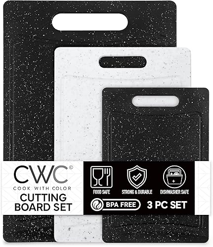 COOK WITH COLOR Juego de tablas de cortar - Juego de tablas de cortar de cocina - Tablas de cortar grandes, medianas y pequeñas con parte inferior
