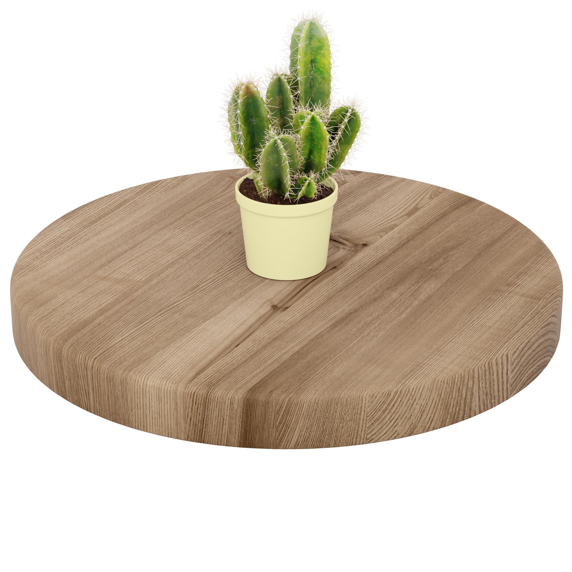LAMO Manufaktur Plateau de Table Rond 40 cm en Bois Naturel | pour Table Basse Ronde ou de Chevet | Épaisseur : 40 mm | Couleur : Marron Noisette