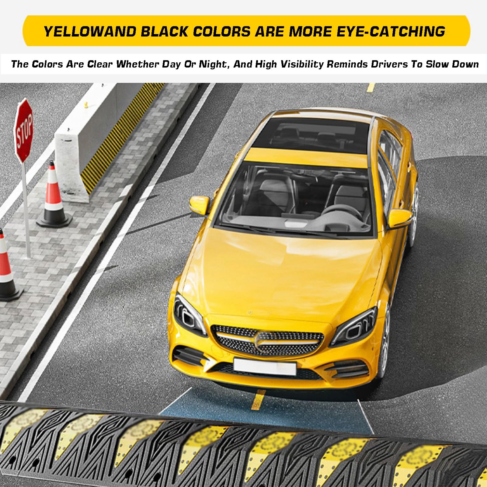 Gummi-Geschwindigkeitsschweller, 2er-Pack | 50x35x(4-5)cm, for Straße, Einfahrt, Parkplatz, Asphalt, Beton, Kies(50x35x4cm)