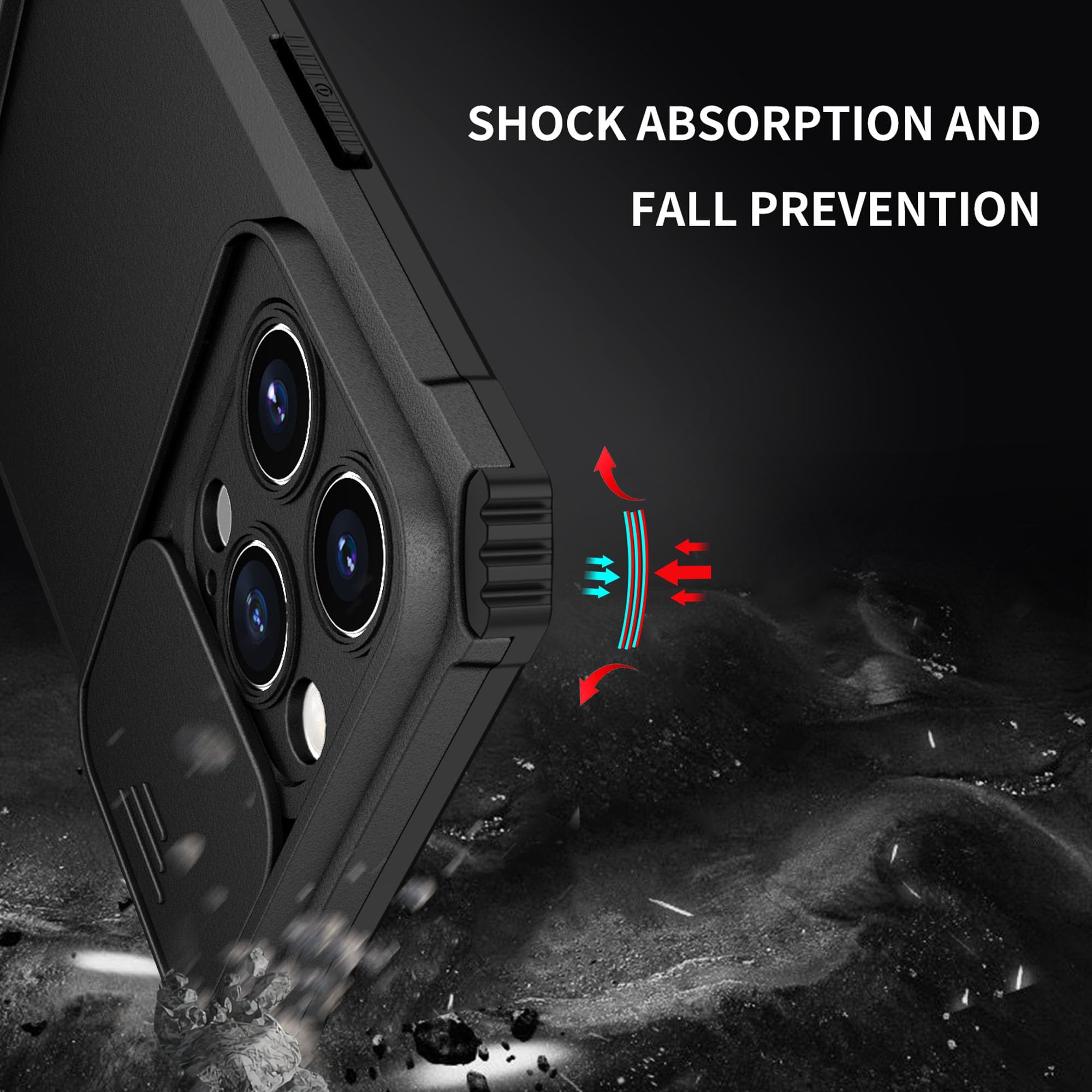 LXHGrowH Cover per iPhone 6 / iPhone 6S, Custodia Antiurto Protettivo di Militare Grade, Case Anti-shock Protettiva Armor con Scorrevole Protezione Fotocamera, Nero