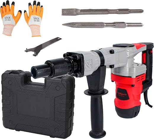Hillgrove HGCM1398M1 2000W 100% Copper Winding 7Kg Concrete Demolition Hammer Chipping Hammering Drilling Breaker Drill Ma...