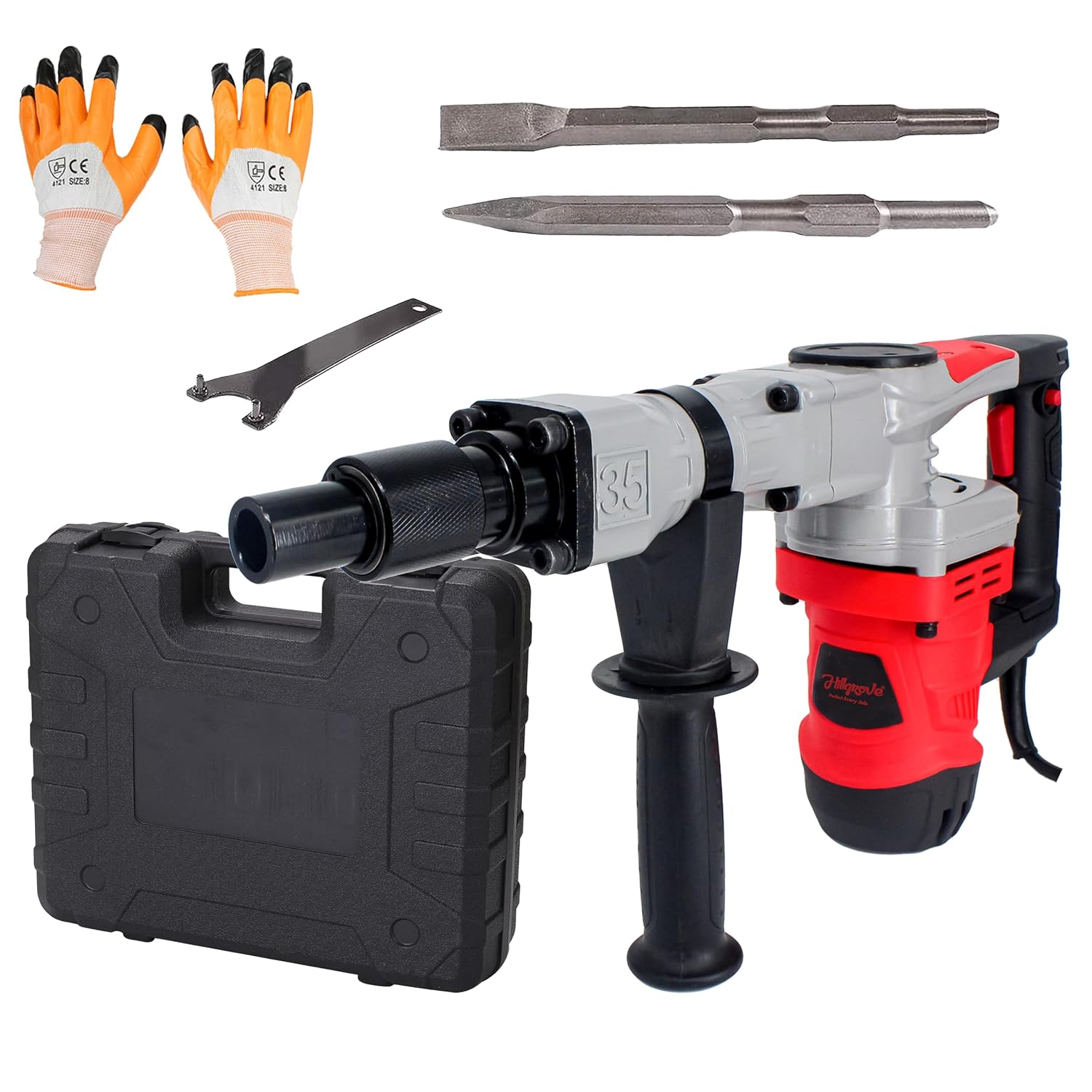 Hillgrove HGCM1398M1 2000W 100% Copper Winding 7Kg Concrete Demolition Hammer Chipping Hammering Drilling Breaker Drill Ma... - Review, Price and Buying Guide