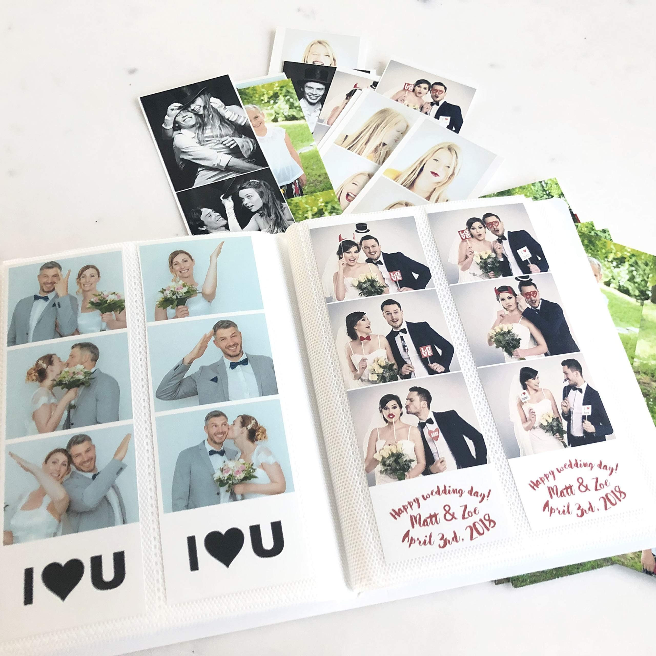 SMILE&WAVE Photo Booth Photo Album - Holds 120 Photobooth 2x6 Photo Strips - Slide in - White Cover