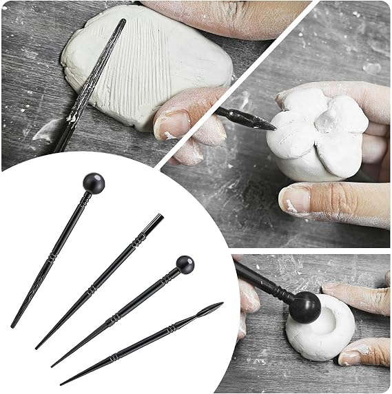 EIGTWEN 100ml Air Dry Clay Glaze and 29pcs Clay tools kit, Gloss Clay Varnish Protects Clay from Surface Wear, Pottery Tools Can be Used for Stippling, Carving, Molding, and Shaping Clay Crafts(Gloss)