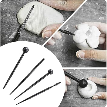 EIGTWEN 100ml Air Dry Clay Glaze and 29pcs Clay tools kit, Gloss Clay Varnish Protects Clay from Surface Wear, Pottery Tools Can be Used for Stippling, Carving, Molding, and Shaping Clay Crafts(Gloss)
