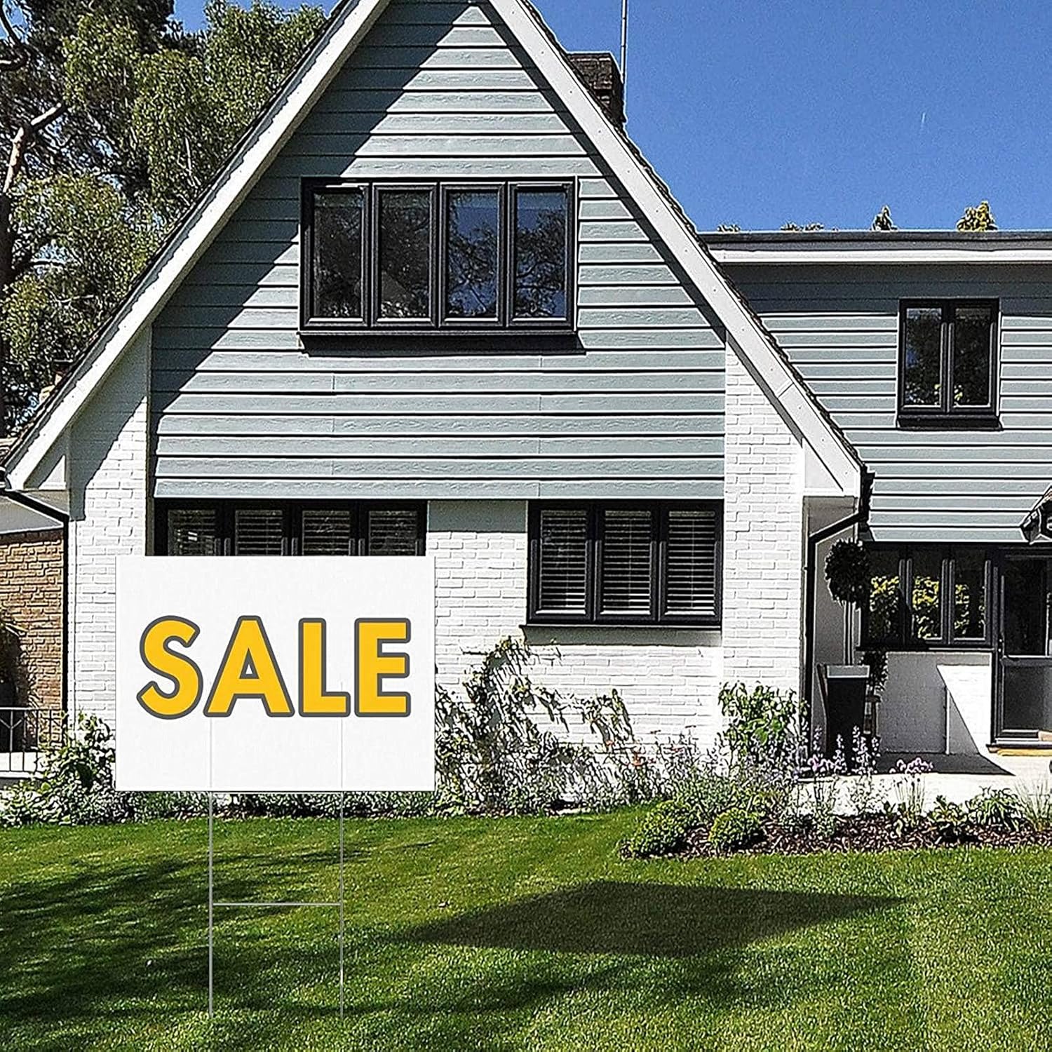 WENWELL Blank Yard Signs with H Metal Stakes 17x12 in,Real Estate Garage sale Signs Double Sided,Corrugated Plastic Lawn Sign for Birthday,DIY Custom Outdoor Sign for House,Road,Outside,3 Packs : Patio, Lawn & Garden