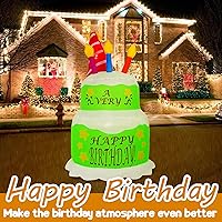Vista 7 de Decoraciones inflables de pastel de cumpleaños de 4 pies, con velas, luces LED integradas, pastel de cumpleaños, decoración de patio al aire libre