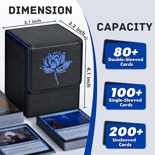 Miniatura 3 de ZLCA Caja de cartas para tarjetas MTG con 2 divisores, caja de almacenamiento de tarjetas se adapta a más de 100 tarjetas de una sola manga, soporte
