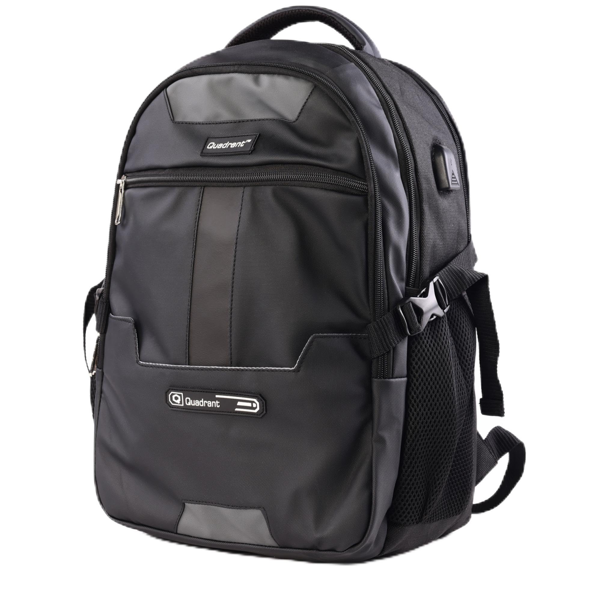 quadrant Professional 30L Laptop Backpack for Men & Women | 15.6 Inch Laptop Bag with USB Charging Port & Anti-Theft Lock | Water Resistant College, Office & Travel Backpack | Black-picture-49