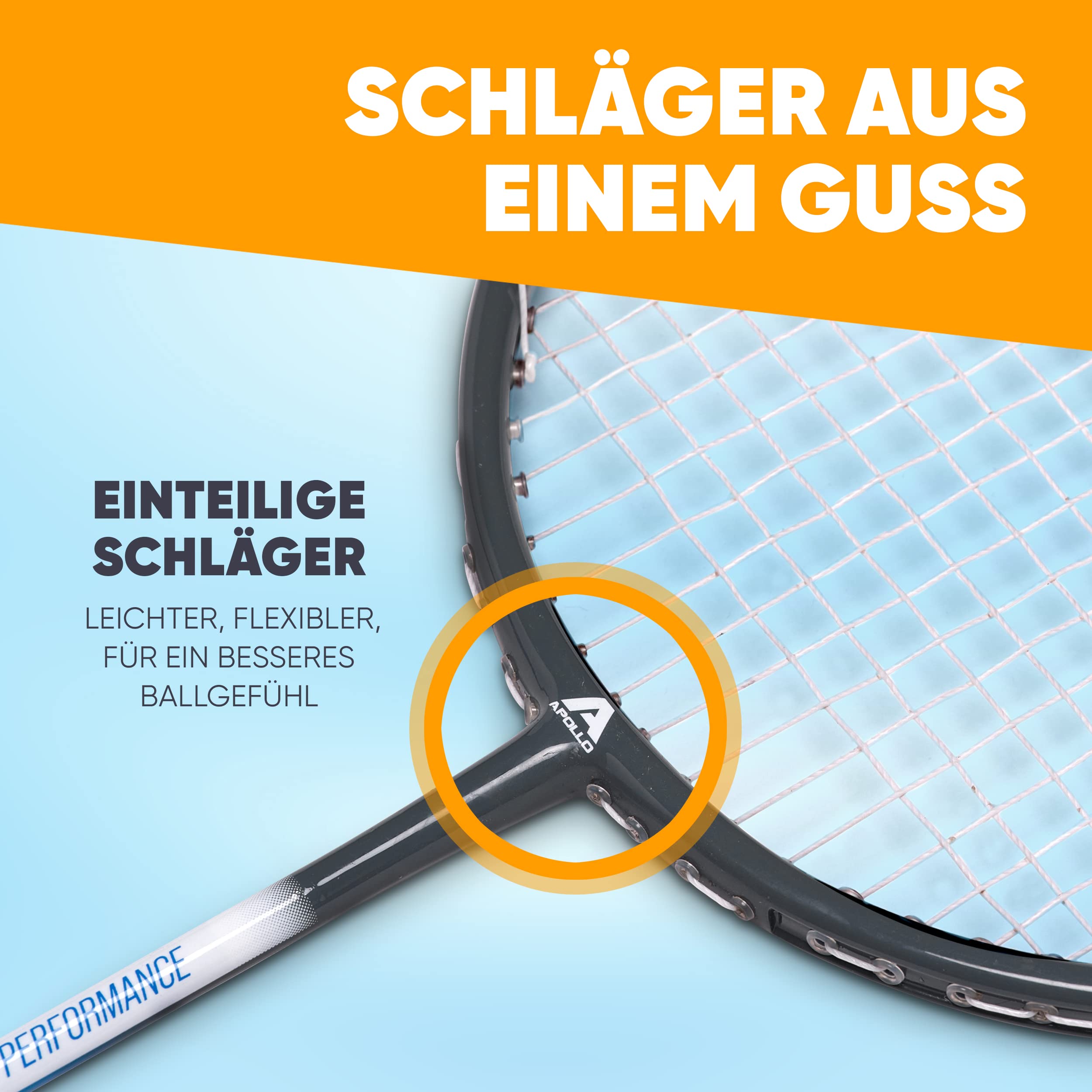 Apollo Badminton Set - Federballschläger Set für Training, Sport und Spaß mit der Familie, 2X Carbon Composite Badmintonschläger mit Tasche und Federbällen, leichte Badminton Schläger, Federballset