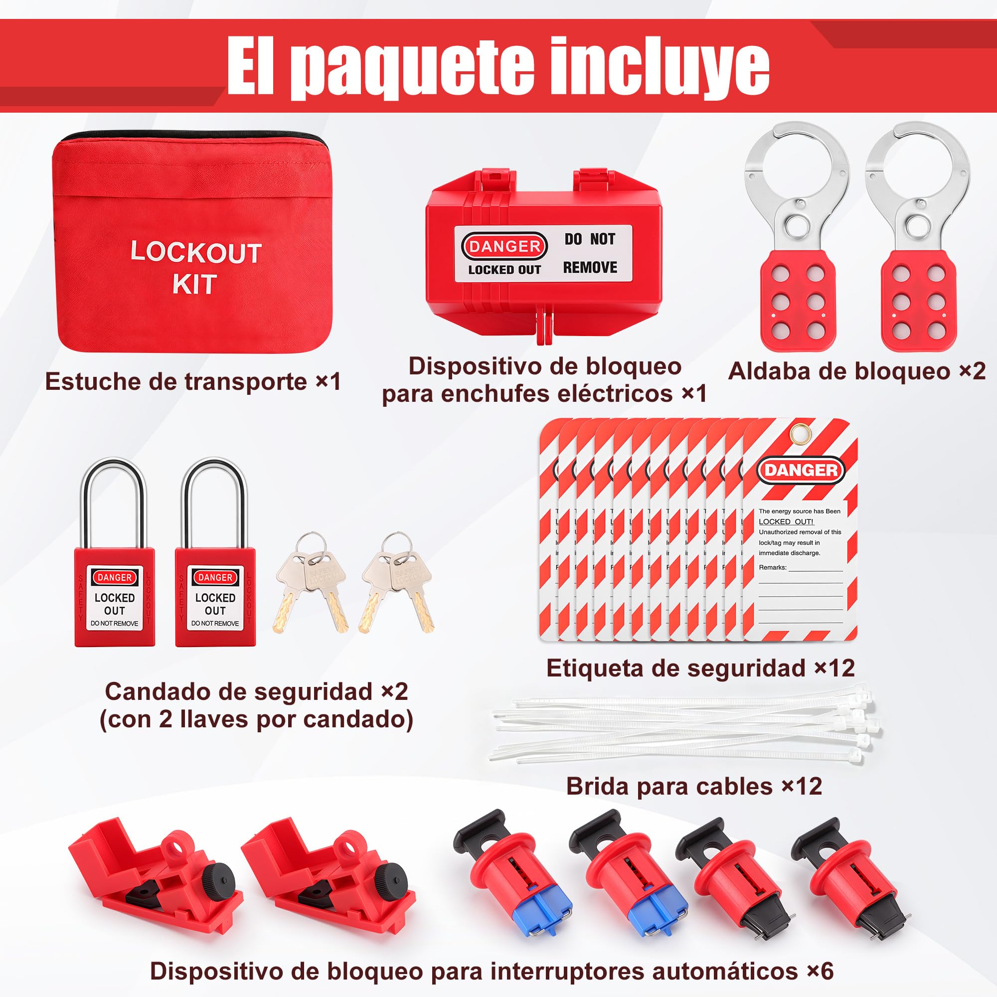 Disyuntor eléctrico Lockout Tagout Kit, Bloqueo de seguridad uso industrial con sistemas de bloqueo