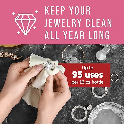 Miniatura 2 de Maplefield Solución ultrasónica de limpieza de joyas, botella concentrada de 16 onzas, compatible con limpieza de diamantes, oro, plata y piedras