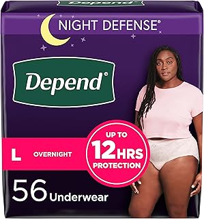 Depend Night Defense Adult Incontinence Underwear for Women, Disposable, Overnight, Large, Blush, 56 Count (4 Packs of 14), Packaging May Vary