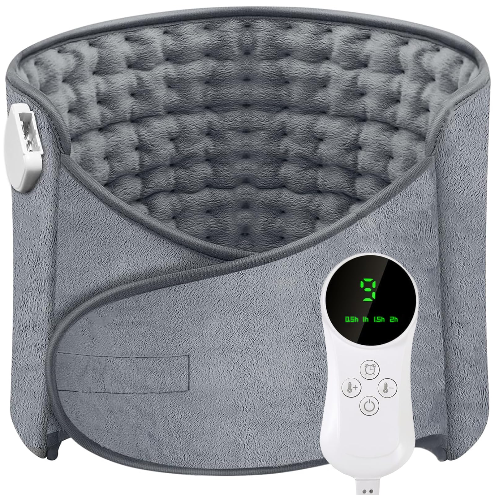 Electric Heating Pad Waist Heating Belt Wrap 9-Temperature, 4 Timer Settings, Adjustable Machine Washable, for Back Pain Relief, Cramp and Arthritis