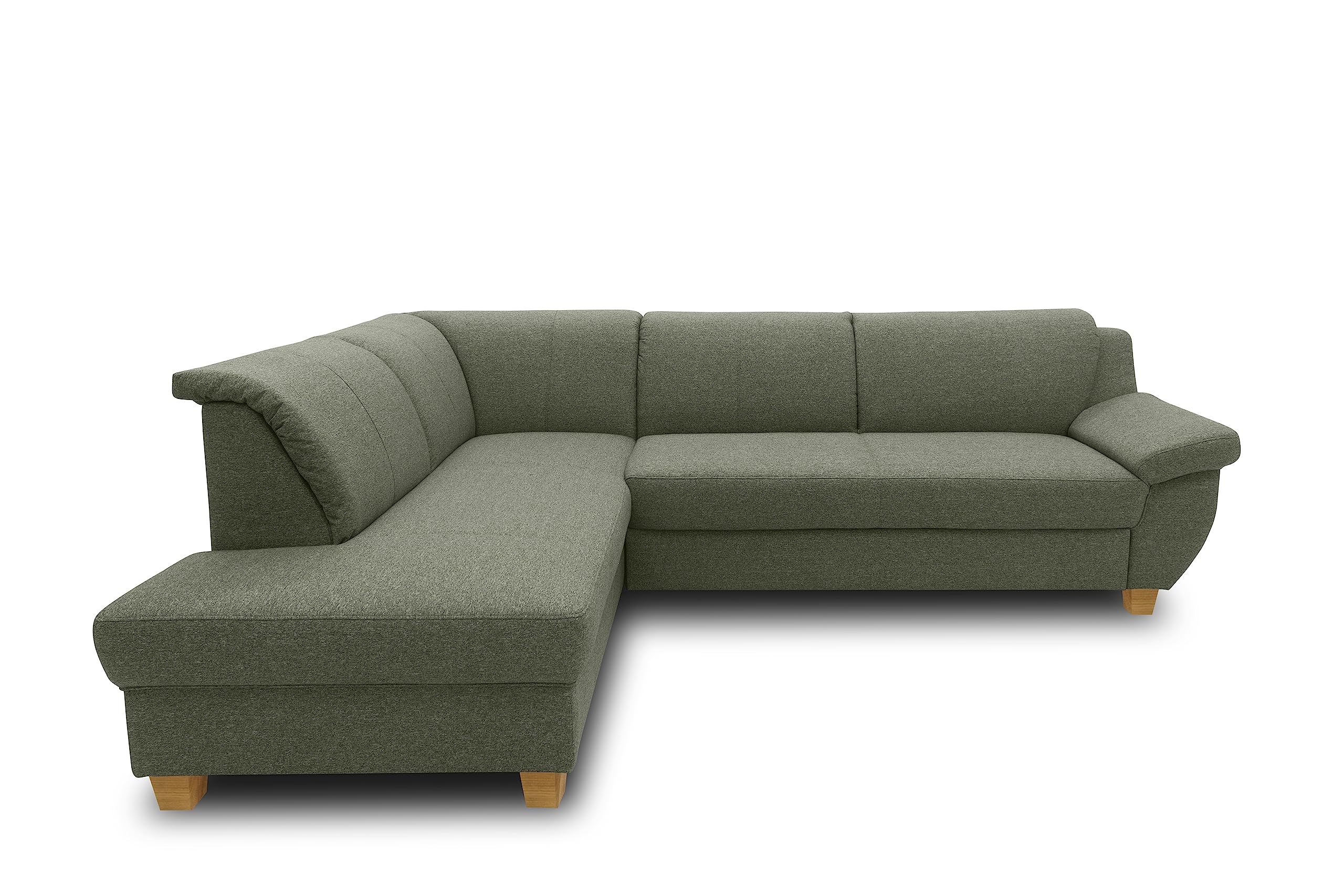 DOMO. collection Sofá esquinero Panama clásico en Forma de L, sofá esquinero, sofá esquinero, sofá esquinero con función de Dormir 254 x 186 cm, Color Verde