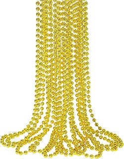 SHAOQINLIN 12 PCS Gold Bead Necklace, Mardi Gras Beads Christmas Necklaces 33