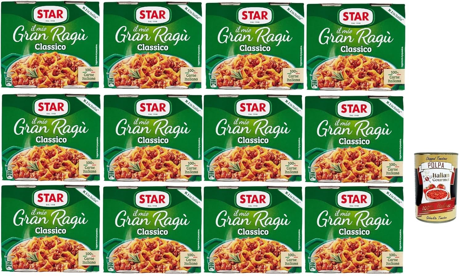 Italian Gourmet bundle Il mio Gran ragu Star Sauce Bolognaise Classique 12x (2x180 g) – 24 Barquettes Sauce Viande Style Italien, Prête à l’Emploi, Format Stock Familial + Italian Gourmet Polpa