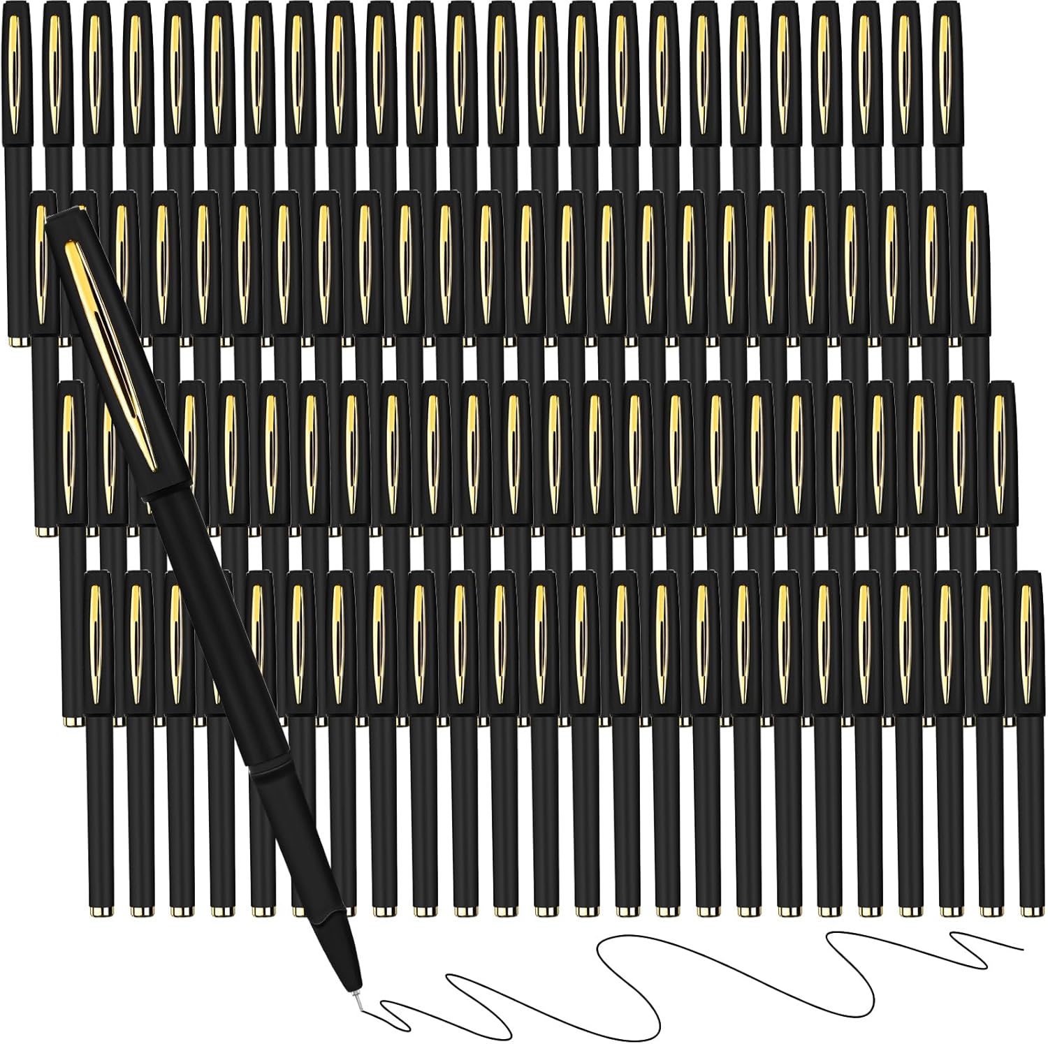 Sherr 120 Pcs Black Gel Ink Pens Rollerball Bulk Ultra Fine Point Roller Ball Gel Pens for Office, School, Writing, Taking Notes, Sketching(0.7 mm)