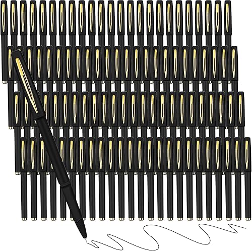 Sherr 120 bolígrafos de tinta de gel negra a granel, punta ultrafina, para oficina, escuela, escritura, toma de notas, bocetos (0.028 in)