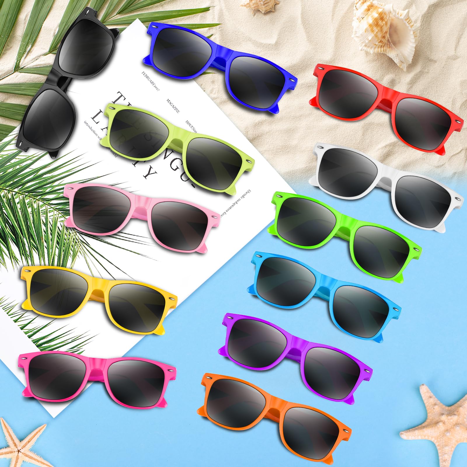 NEBURORA Neonowe okulary przeciwsłoneczne luzem, klasyczne, retro, wielokolorowe, na imprezę, do wypełniaczy toreb na prezenty, letnie upominki na imprezę plażową