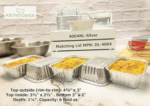 Vista 41 de KitchenDance - Mini molde desechable de aluminio con lunares sin tapa, molde rectangular antiadherente de 6 onzas, perfecto para regalos de Negro