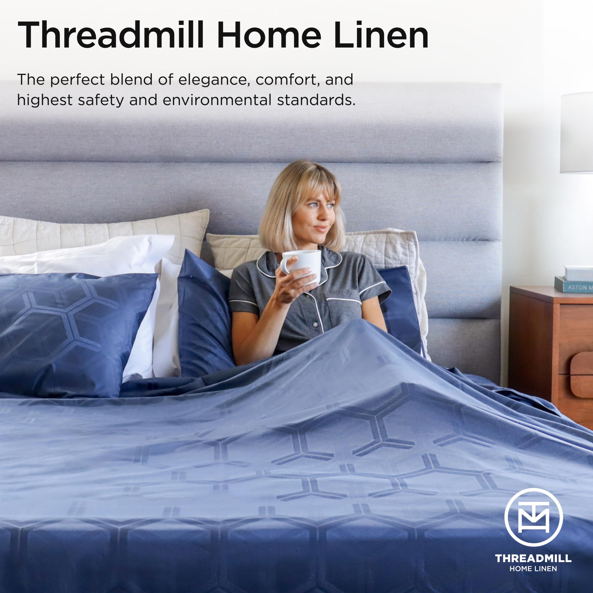 Threadmill Sábanas 100% algodón para Cama de tamaño matrimonial, Juego de sábanas de 600 Hilos con Bolsillo Profundo de 16 Pulgadas, Juego de Ropa de Cama de 4 Piezas con Tejido de satén Jacquard con