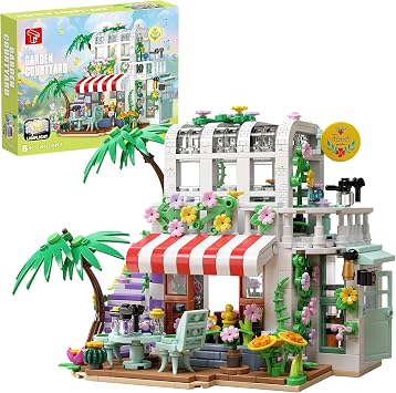 TYCOLE Flower House Building Set with LED Lights,Garden House Building Toys 705 PCS,Build a Greenhouse Model,Birthday Gift for Adults Friends or Girls Age 8-12