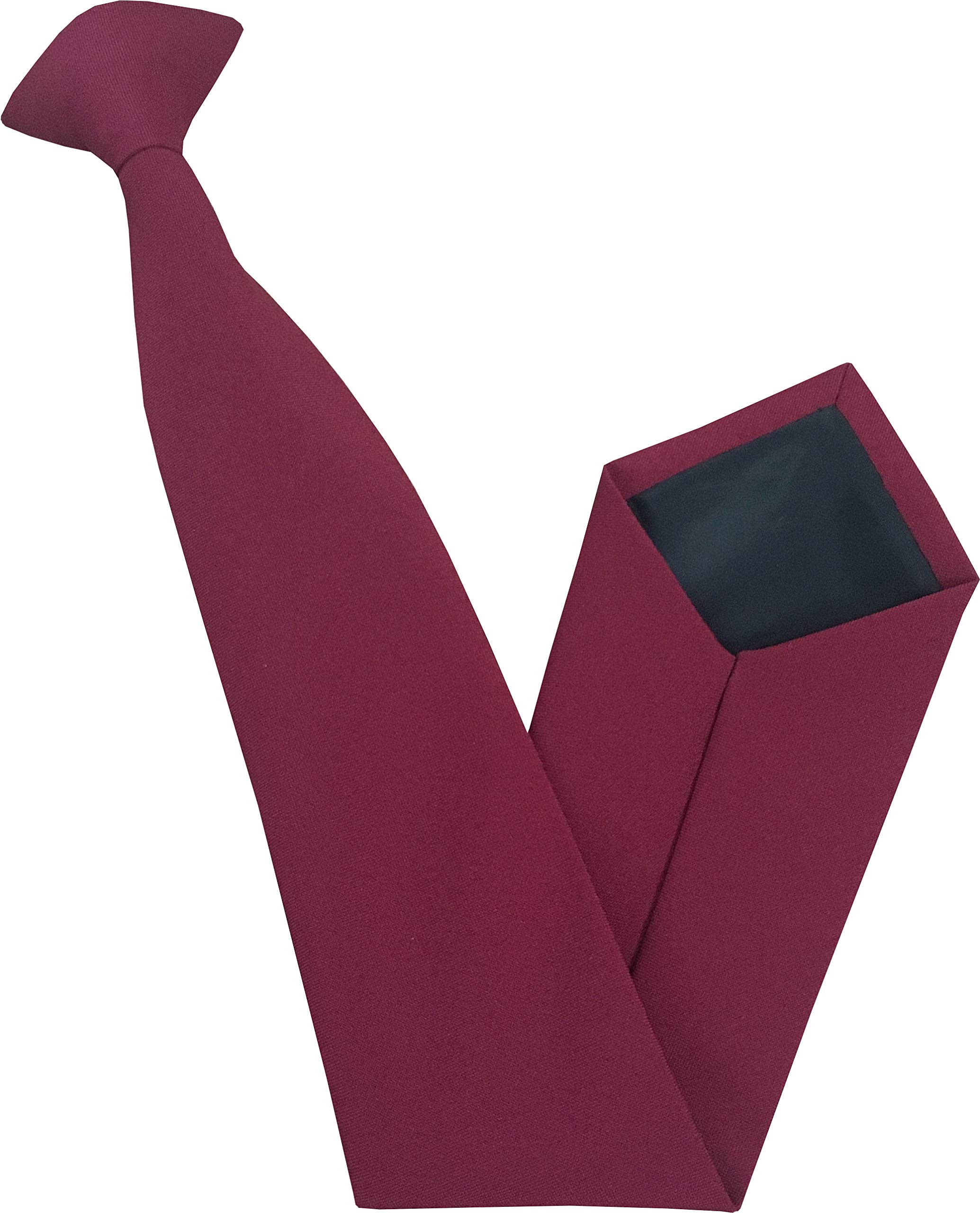 Great British Tie Club Men's Burgundy Plain Matt Clip On Neck Ties (Burgundy)
