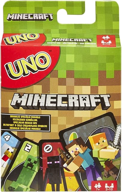 UNO Minecraft Card Game Videogame-Themed Collectors Deck 112 Cards with Character Images, Gift for Fans Ages 7 Years Old & Up - FPD61