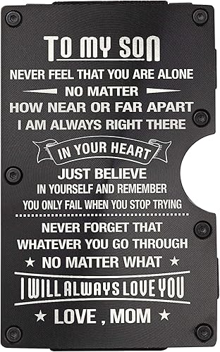 Miniatura 2 de awofer Cartera personalizada de regalo para hijo de mamá, cartera de aluminio personalizada con clip para dinero grabado, tarjetero de crédito,