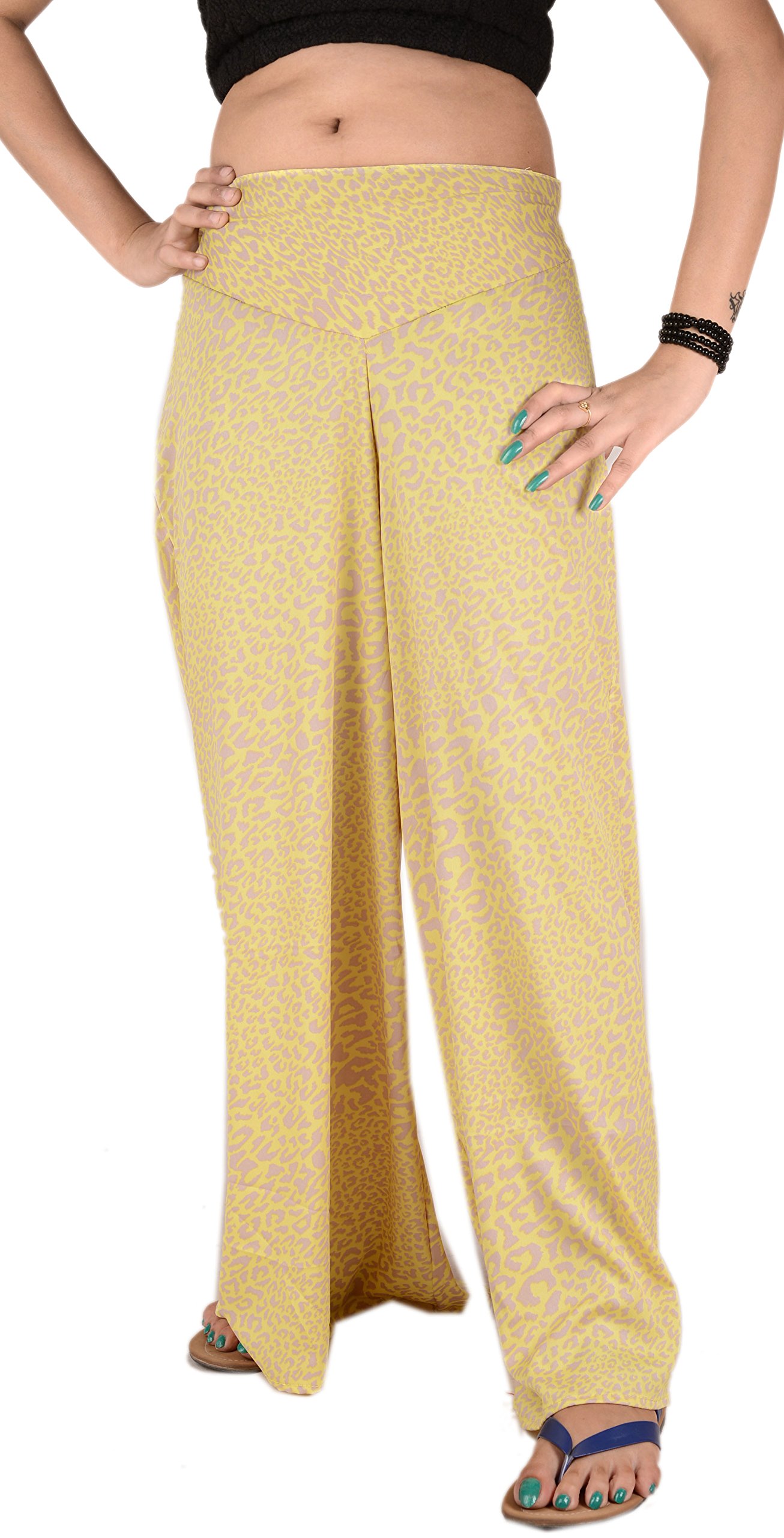 Skirts 'N Scarves Women's Leopard Print Wide Leg Long Palazzo Pant