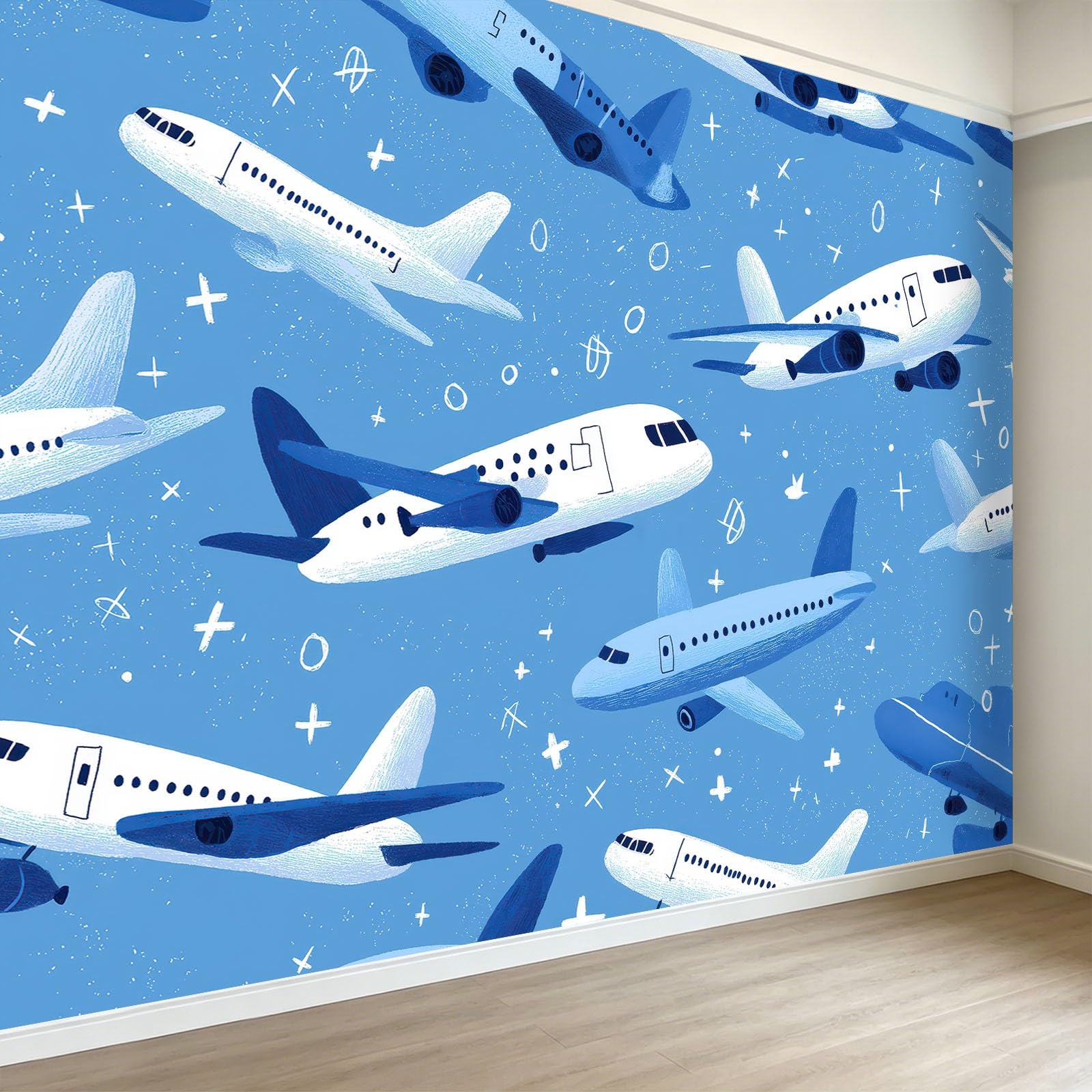 Papier peint panoramique 500x280 design moderne fresque mural décoratif bleu ciel