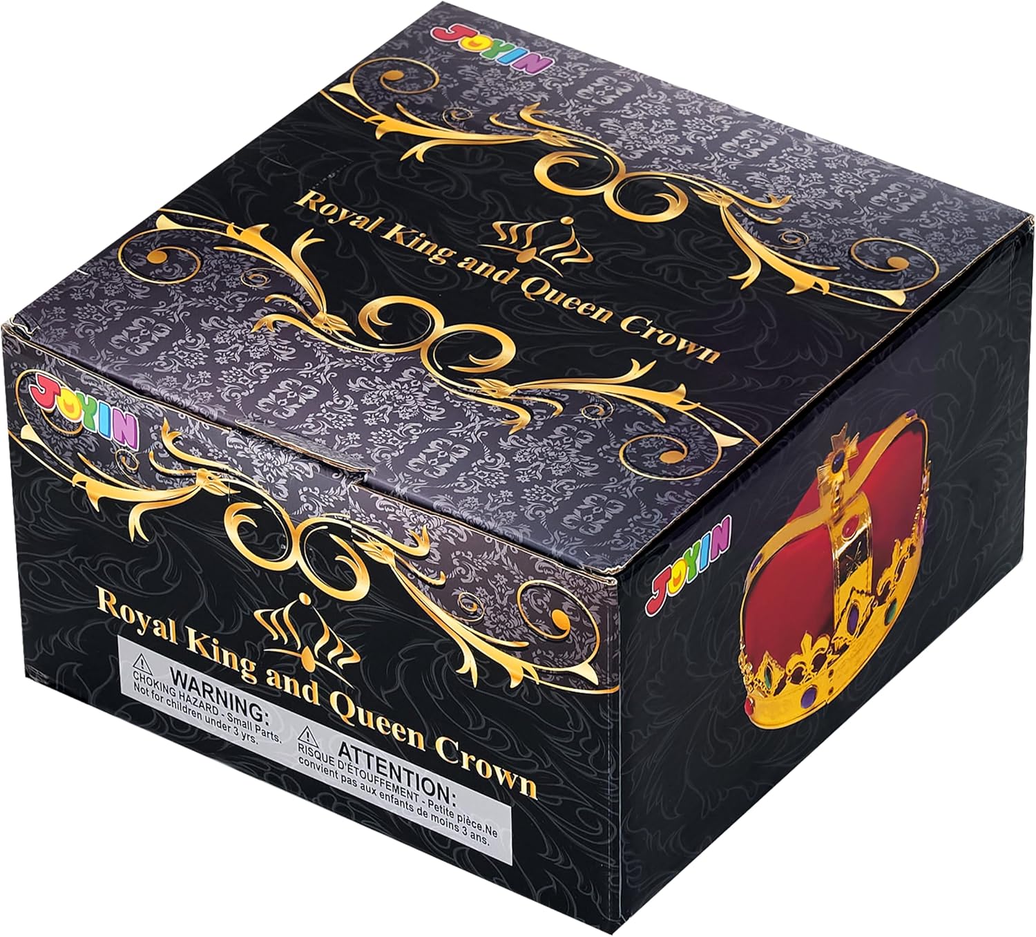 JOYIN 2 Pack Royal Crowns, Halloween Party Costume Accessories, King's and Queen's Crowns for Kids and Audults