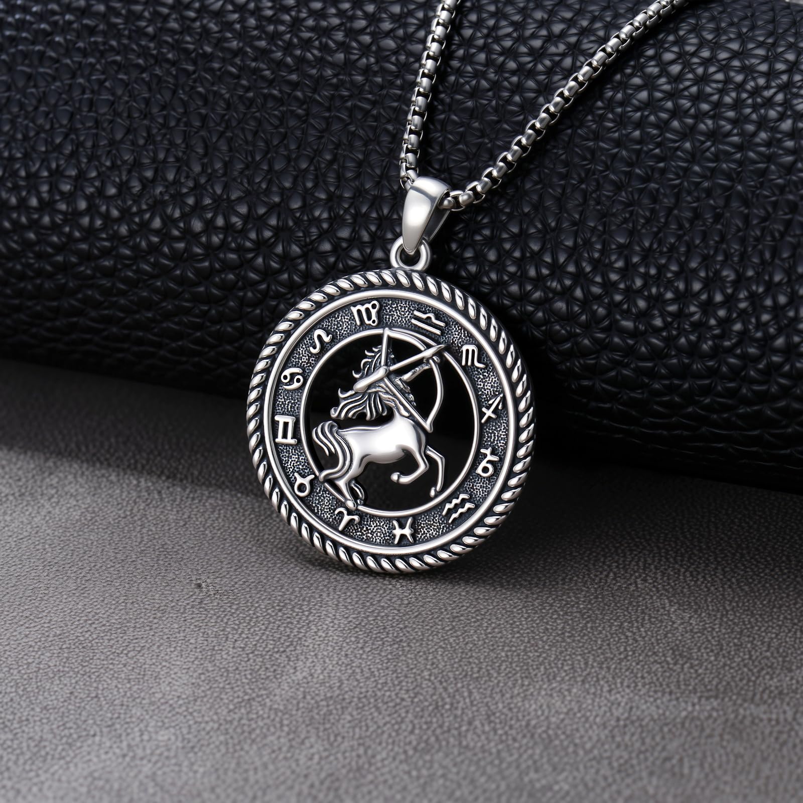 12 Sternzeichen Anhänger Halskette 925 Sterling Silber Oxidiert/Gold Anhänger Sternzeichen Kette Astrologie Schmuck Geburtstag Geschenke für Männer Frauen, mit Edelstahlkette