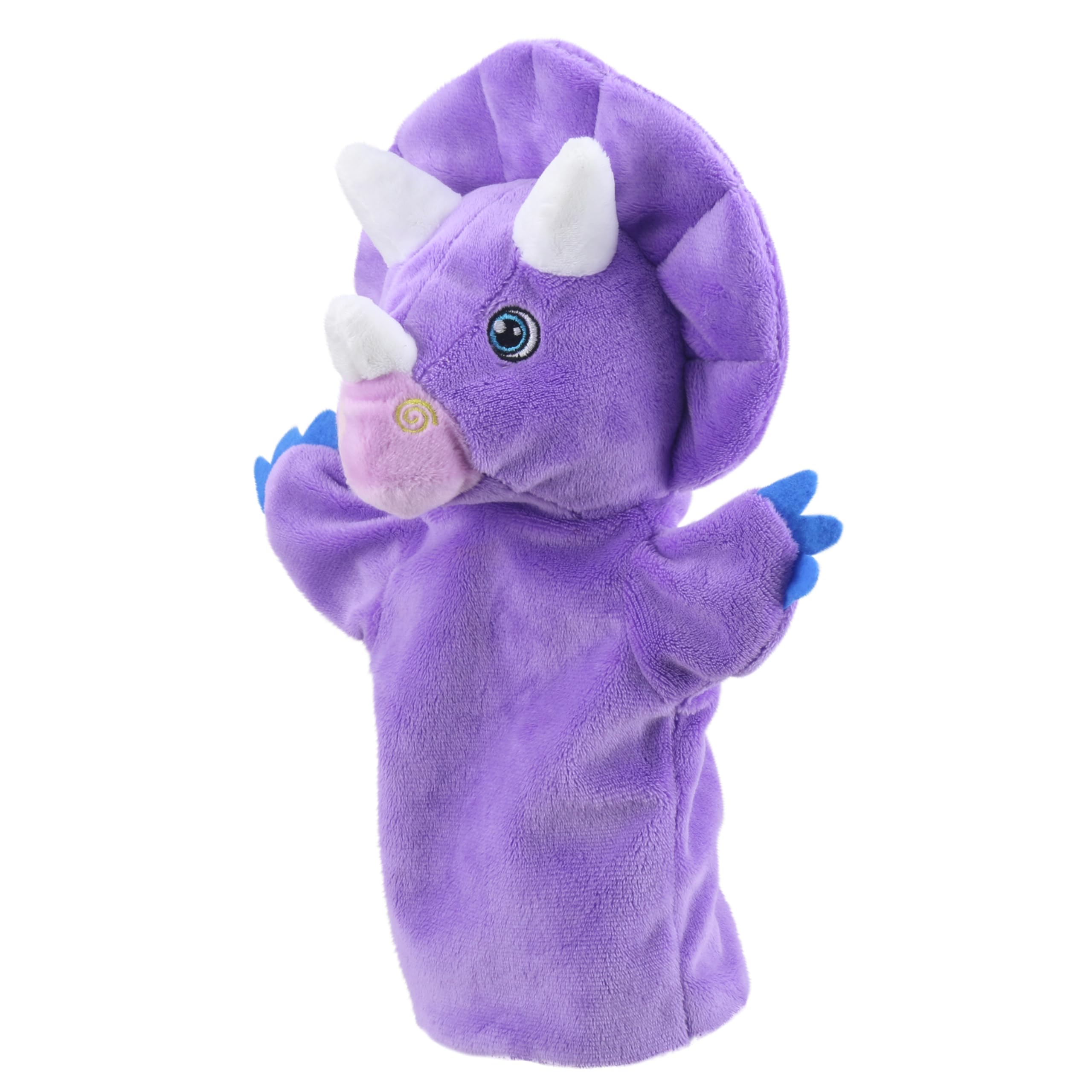 The Puppet Company My First Dinosaur Puppet, Purple Triceratops, Soft Toy for Kids, 100% Recycled Plastic, Interactive - Image 2