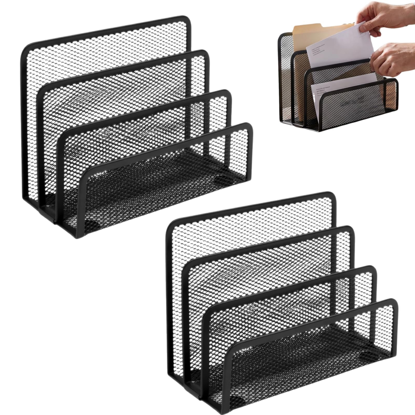 Wrbugukeji Letter Sorter File Holder, 2 Pcs Compact Desktop File Storage